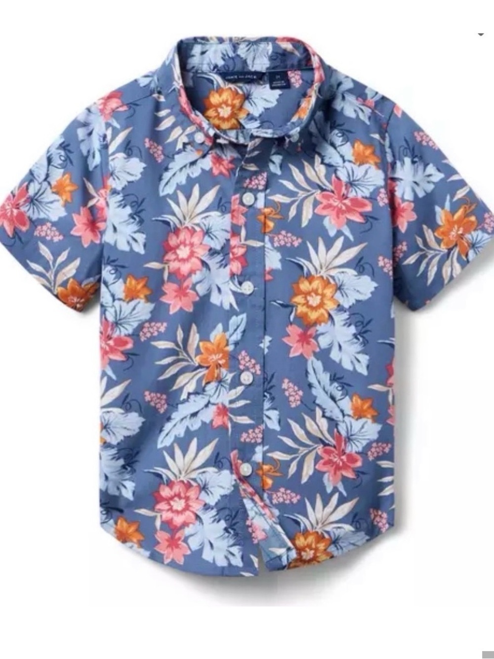 Janie and Jack Blue Floral Short-Sleeve Button-Up Shirt